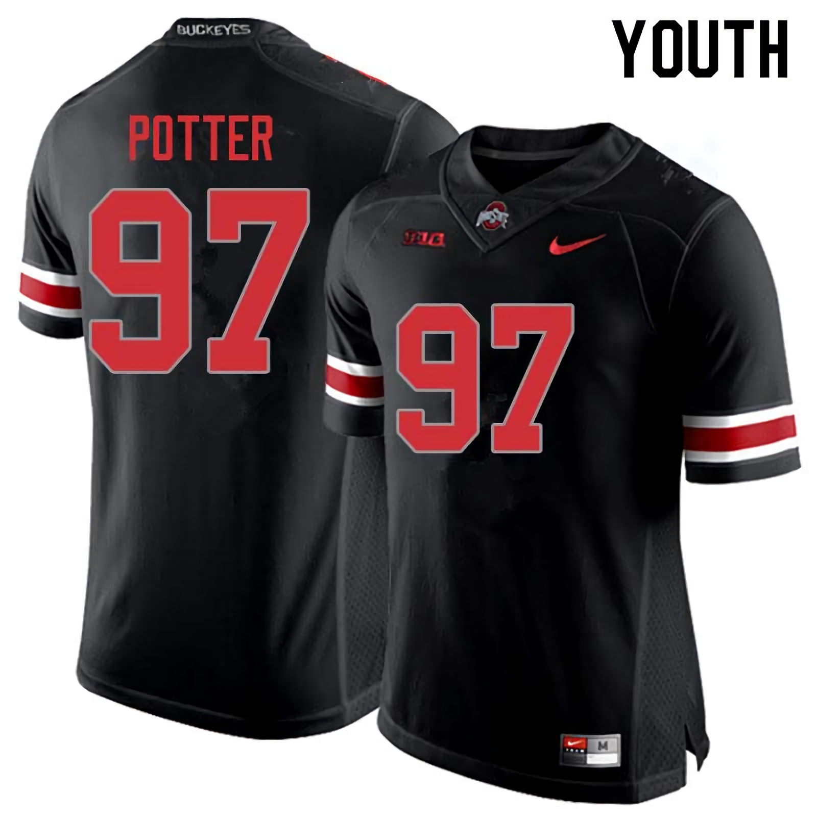 Noah Potter Ohio State Buckeyes Youth NCAA #97 Nike Blackout College Stitched Football Jersey WXB7556XC